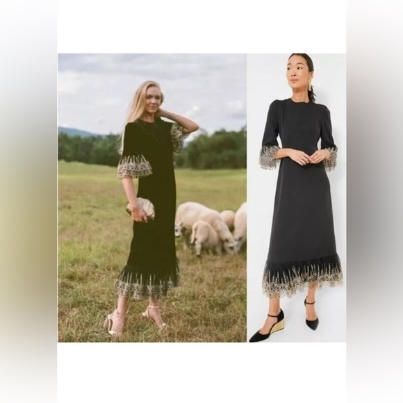 Pomander Place Lillith Black Maxi Dress XS NWT Lace Trim Formal Holiday Glam - Picture 6 of 9